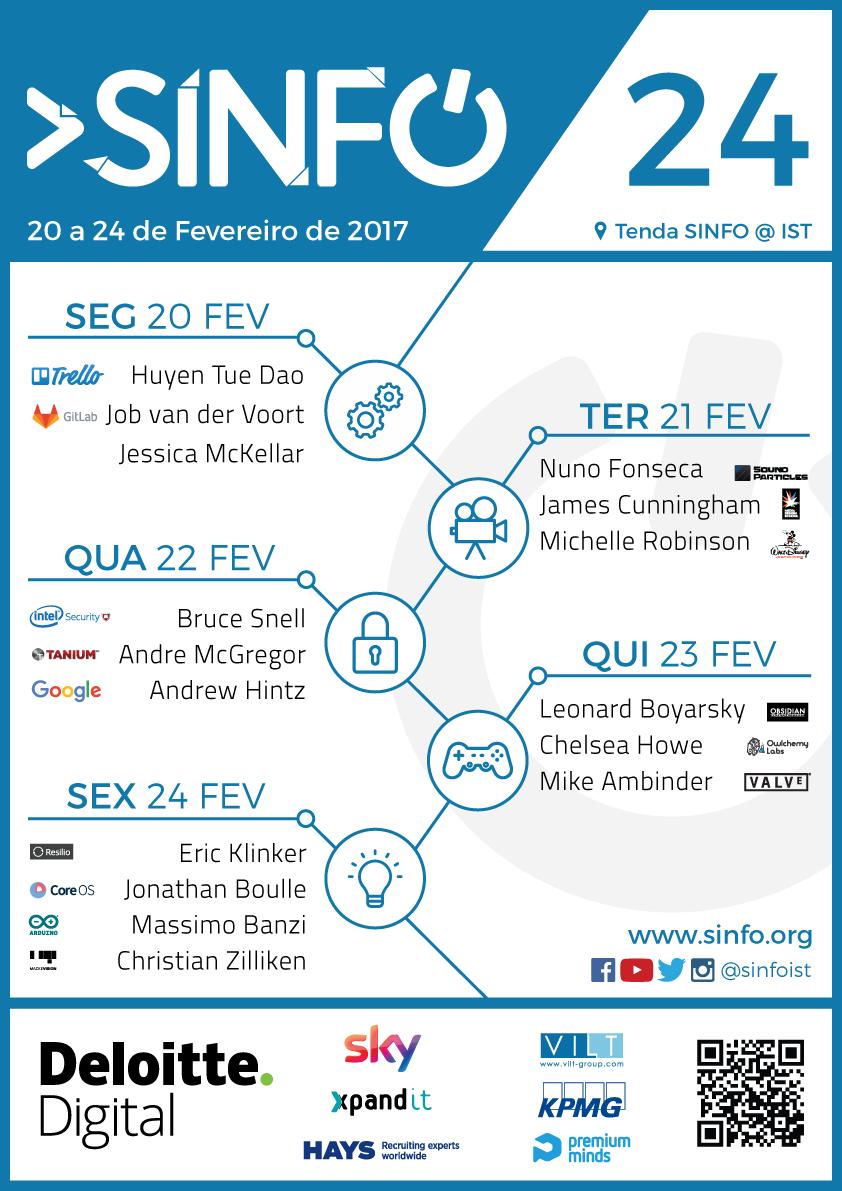 SINFO 24 event poster: schedule, speakers, and sponsors for the 2017 edition